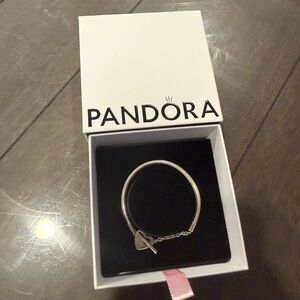 Pandora Silver Bracelet with Heart Accent